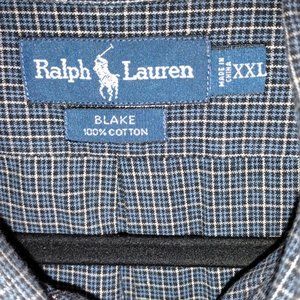 Polo by Ralph Lauren "Blake" Navy Mini-Plaid L/S Button-Down XXL Shirt